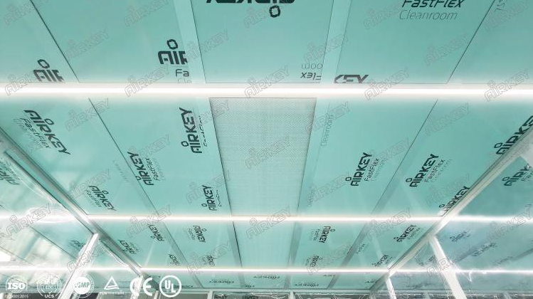 Motorized soft curtain door for pharmaceutical packaging cleanroom